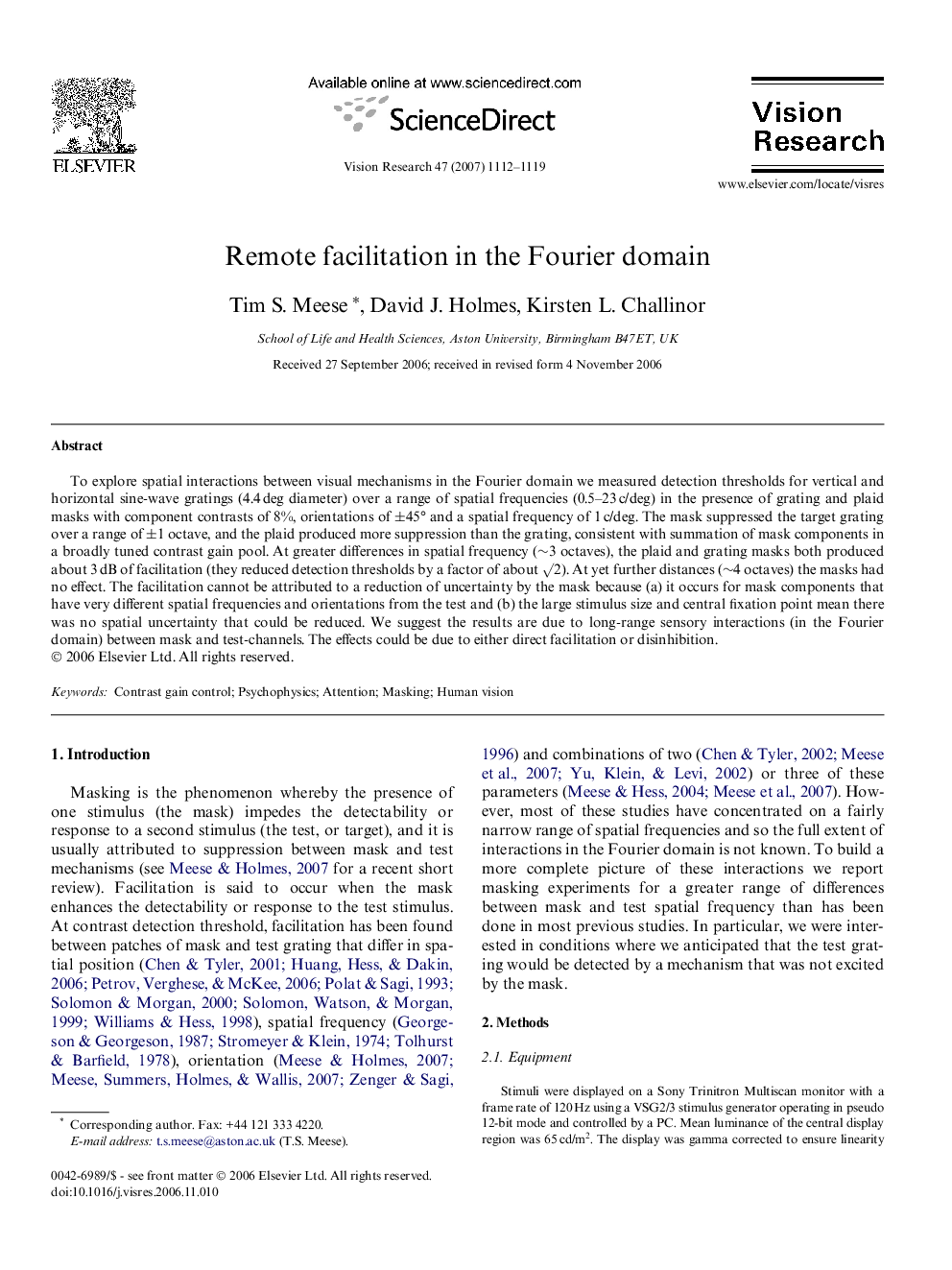 Remote facilitation in the Fourier domain