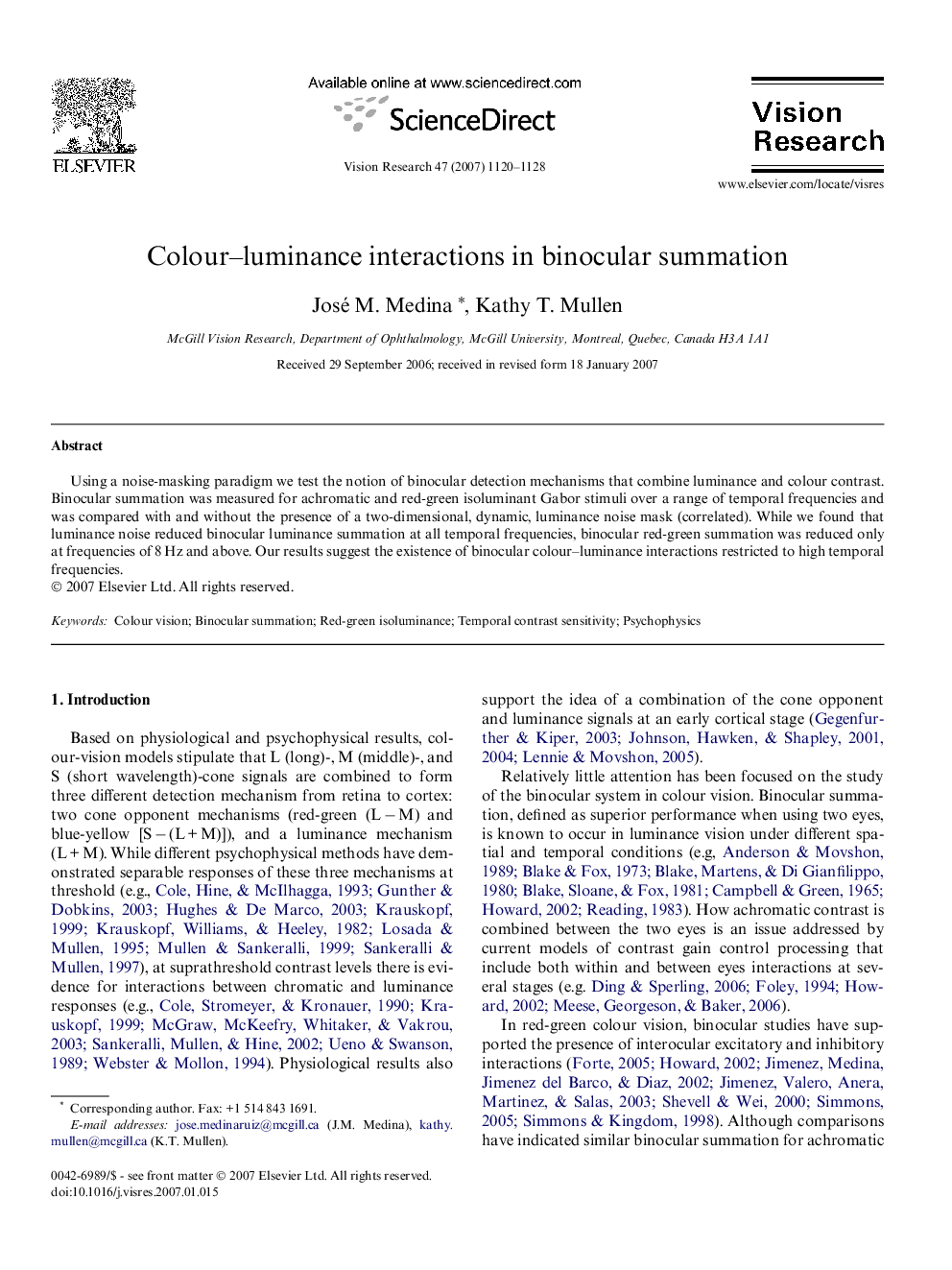 Colour–luminance interactions in binocular summation