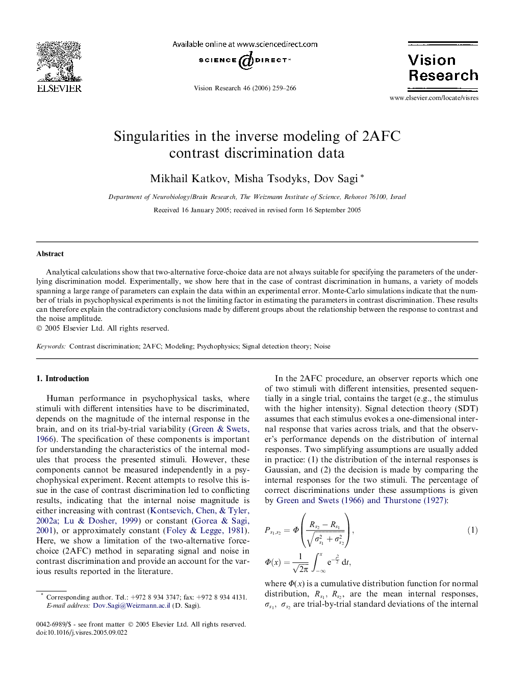 Singularities in the inverse modeling of 2AFC contrast discrimination data