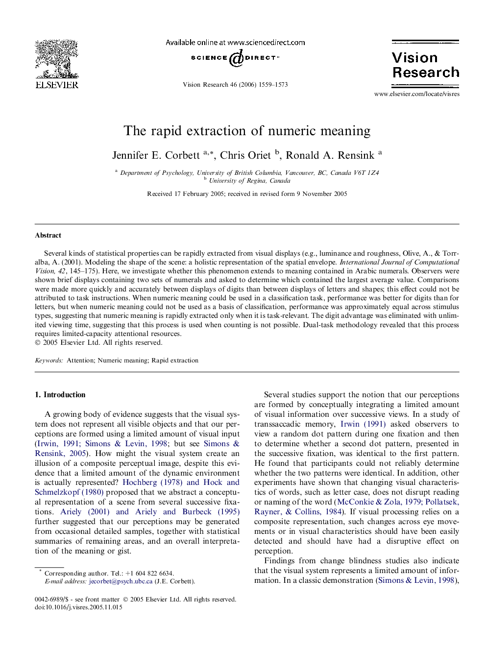 The rapid extraction of numeric meaning