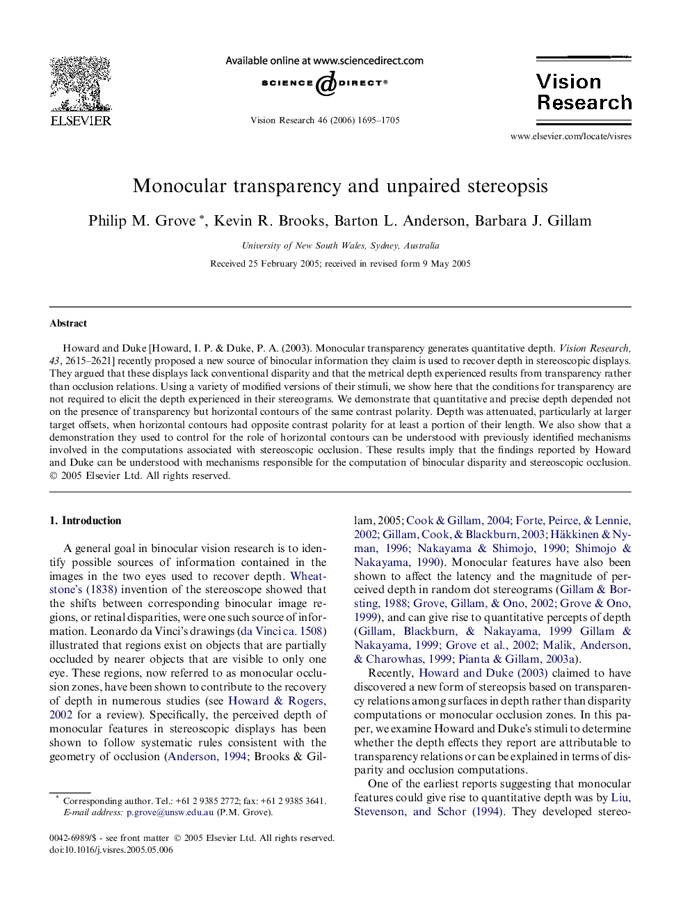 Monocular transparency and unpaired stereopsis