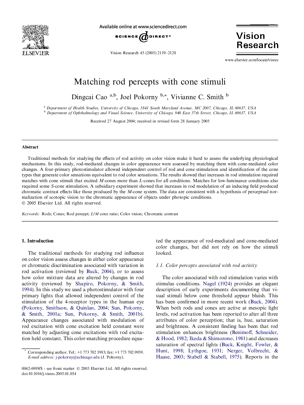 Matching rod percepts with cone stimuli