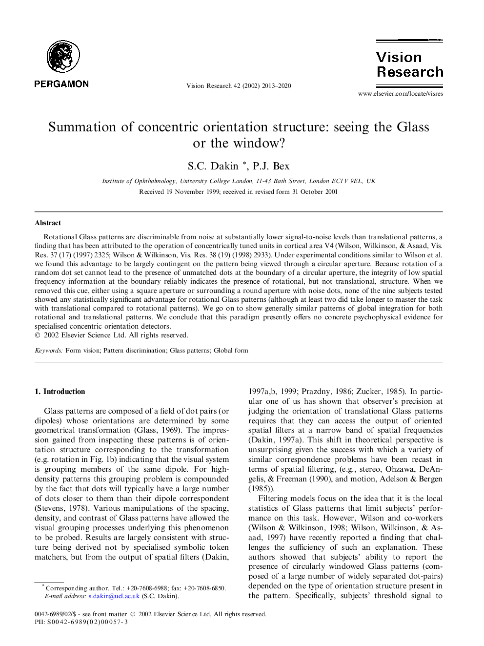 Summation of concentric orientation structure: seeing the Glass or the window?