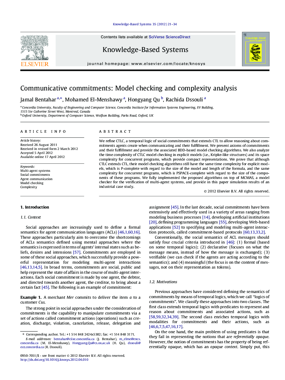 Communicative commitments: Model checking and complexity analysis