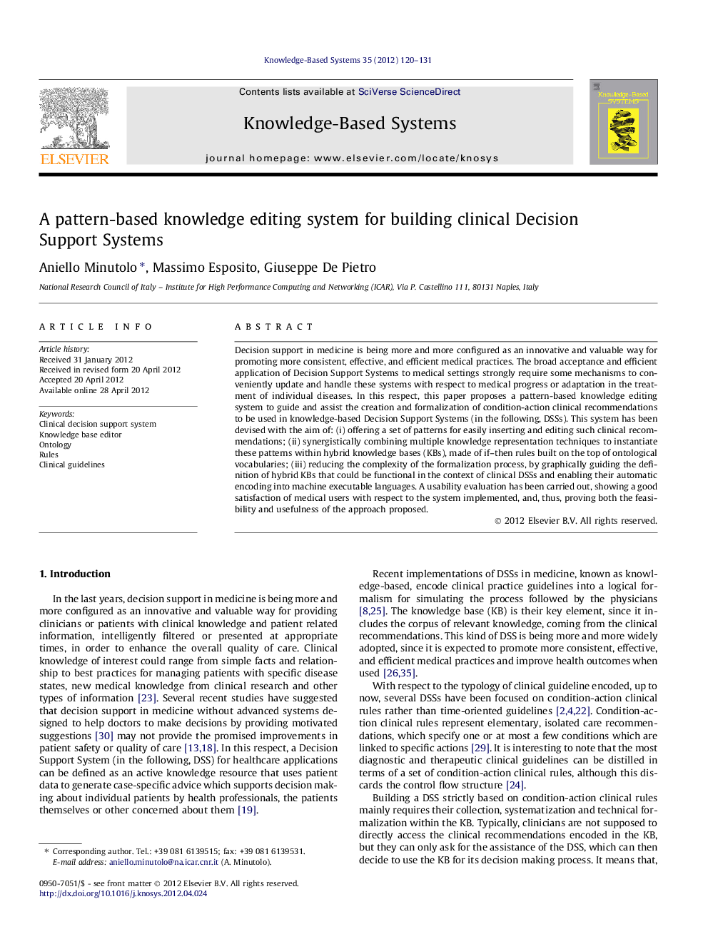 A pattern-based knowledge editing system for building clinical Decision Support Systems