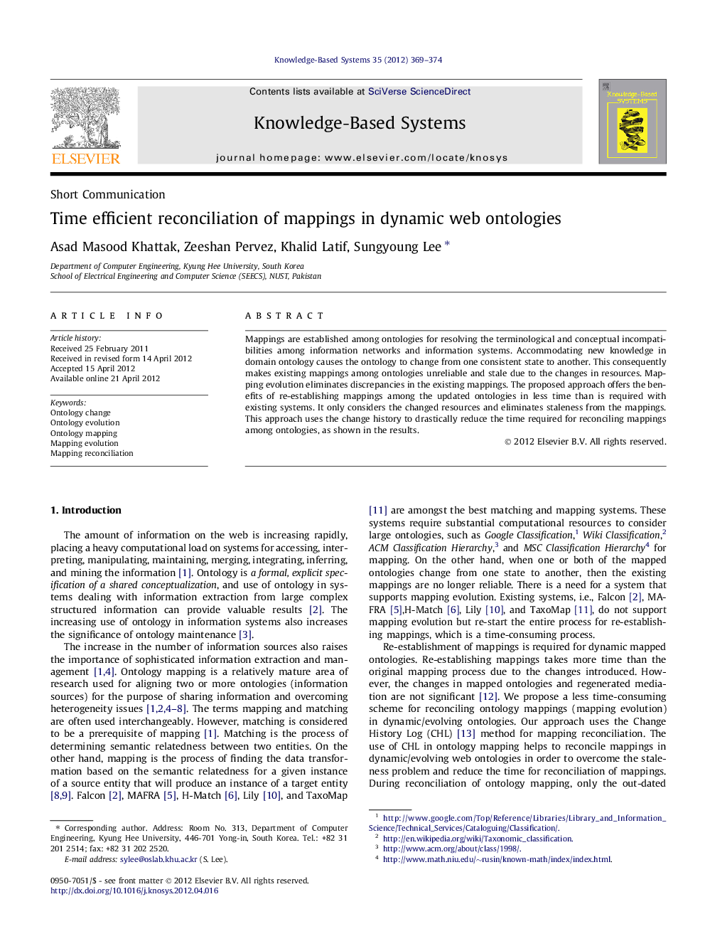 Time efficient reconciliation of mappings in dynamic web ontologies