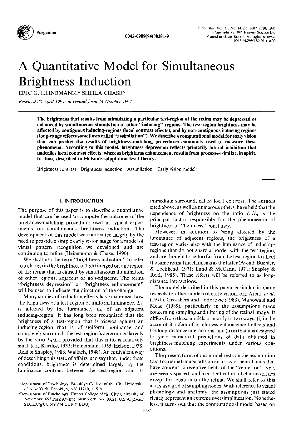 A quantitative model for simultaneous brightness induction