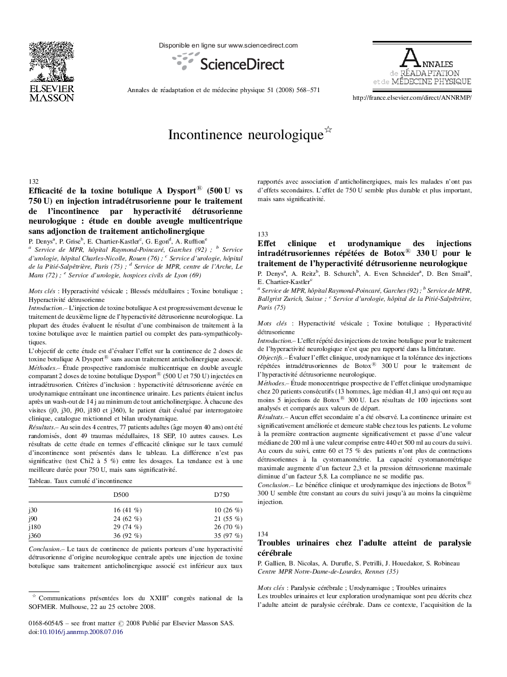 Incontinence neurologique