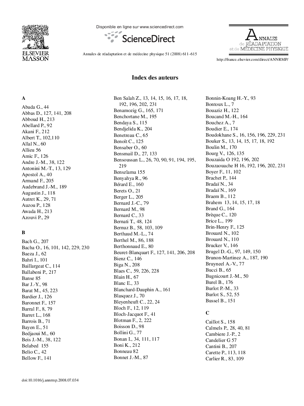 Index des auteurs