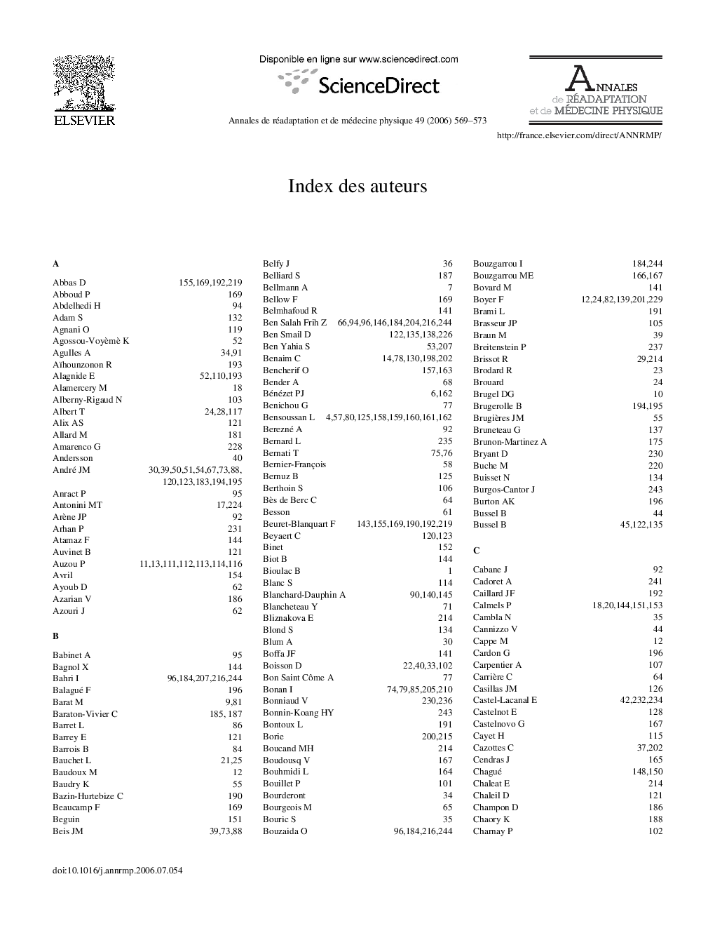 Index des auteurs