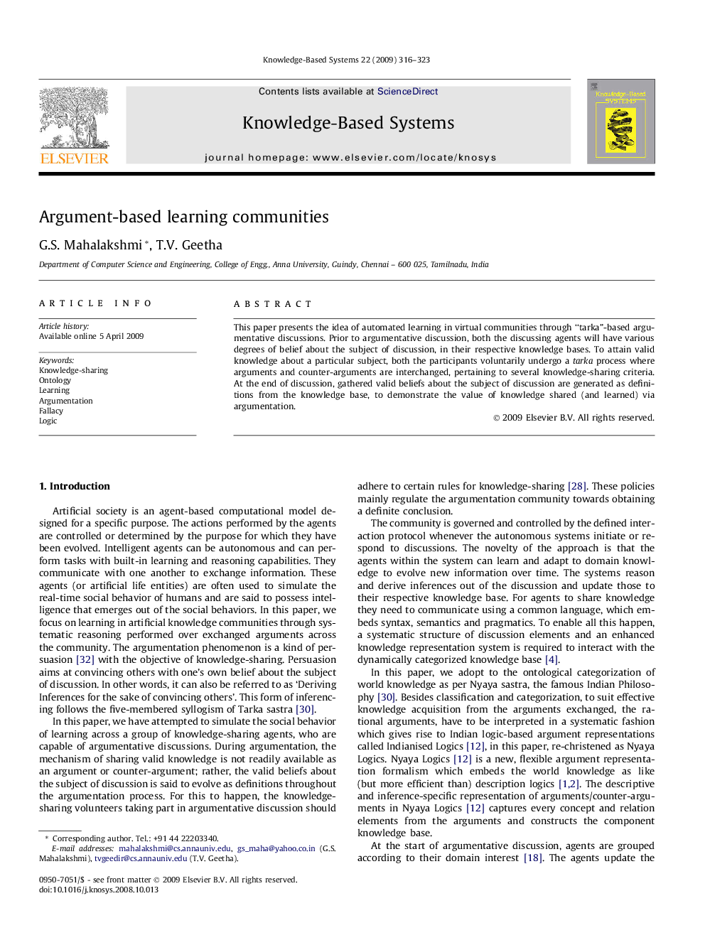 Argument-based learning communities