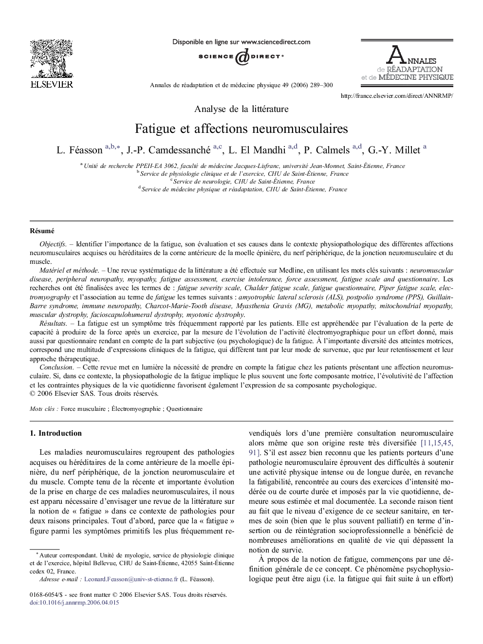 Fatigue et affections neuromusculaires