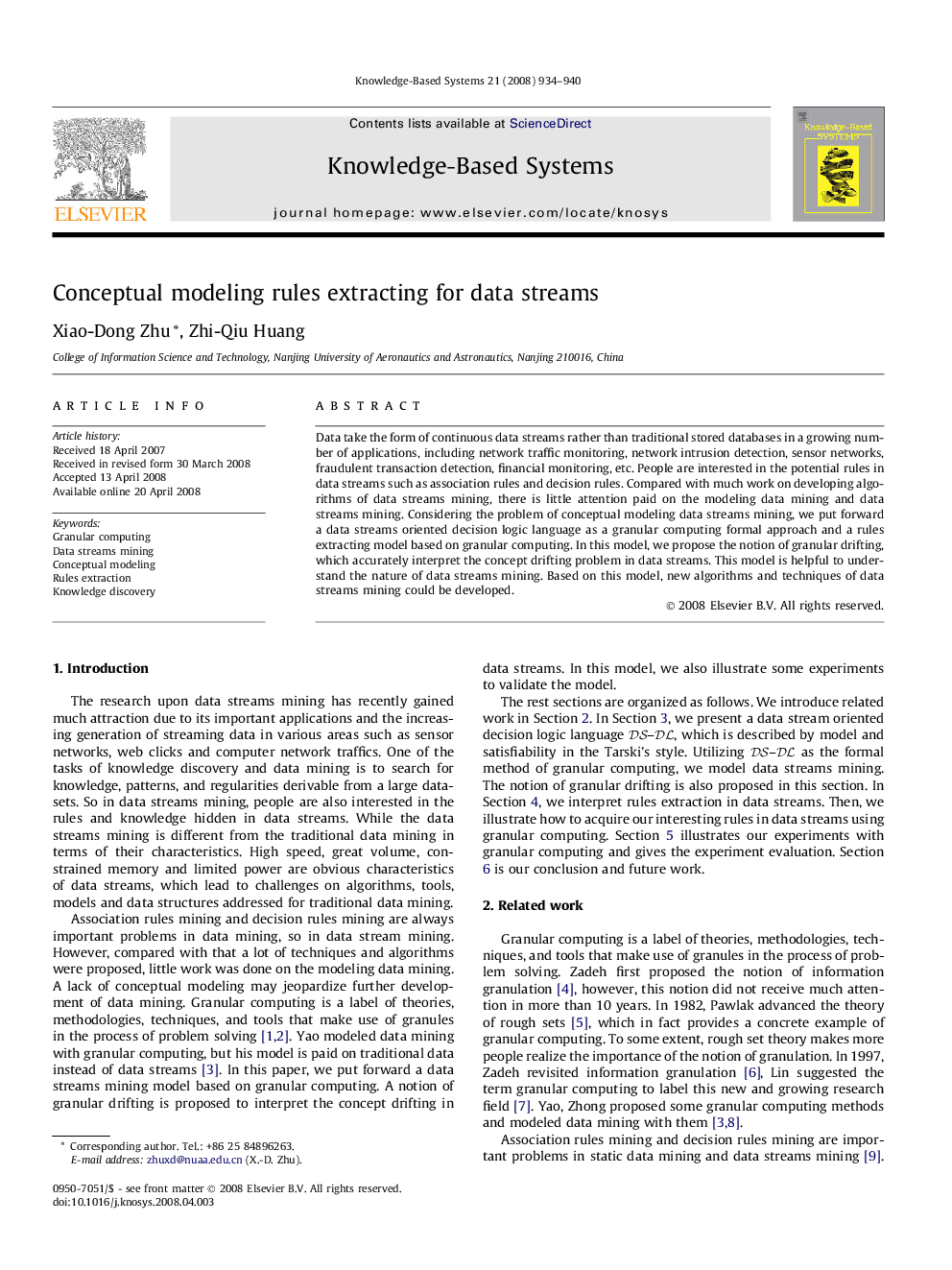 Conceptual modeling rules extracting for data streams