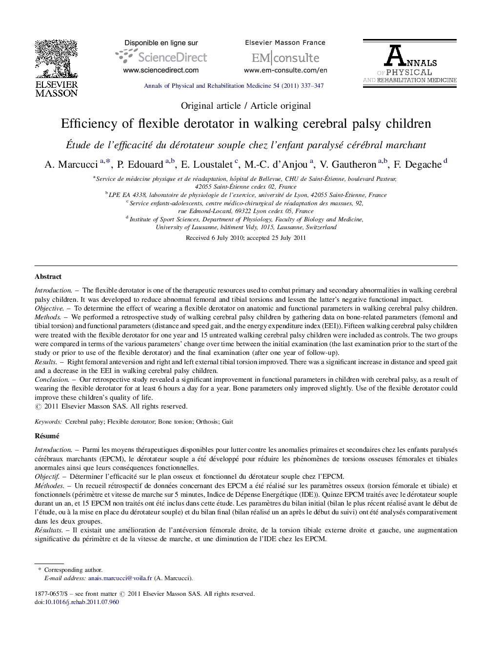 Efficiency of flexible derotator in walking cerebral palsy children