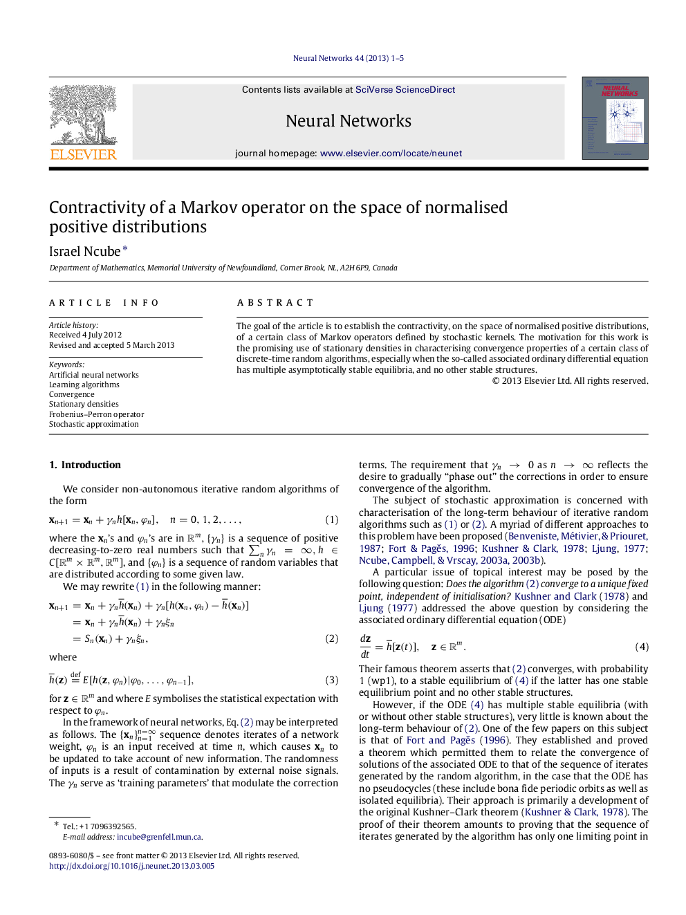 Contractivity of a Markov operator on the space of normalised positive distributions