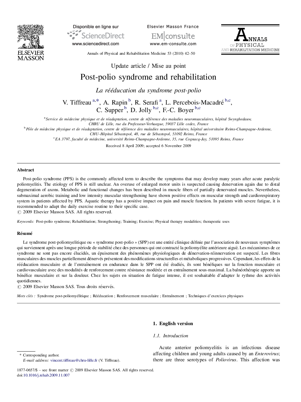 Post-polio syndrome and rehabilitation