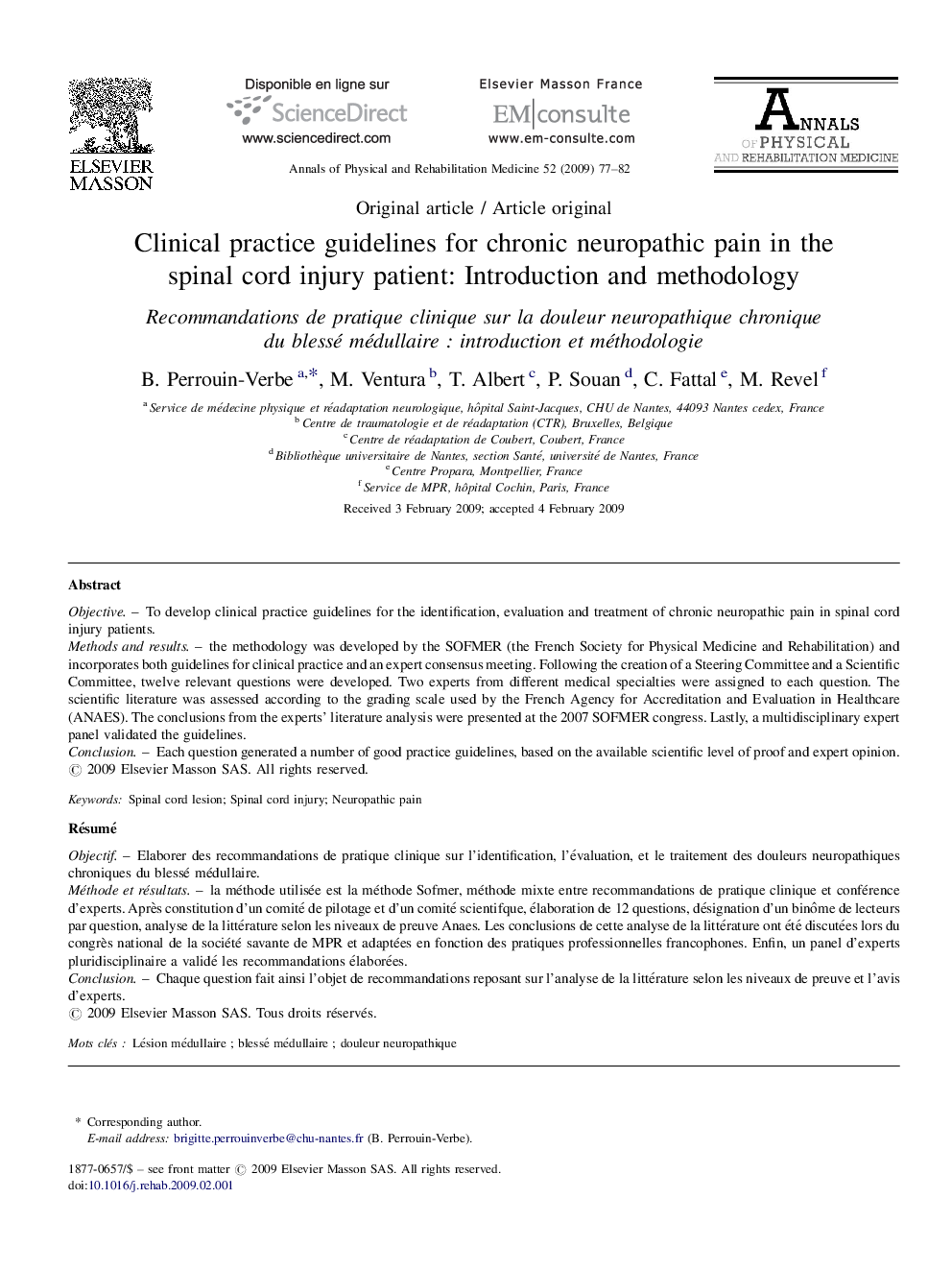 Clinical practice guidelines for chronic neuropathic pain in the spinal cord injury patient: Introduction and methodology