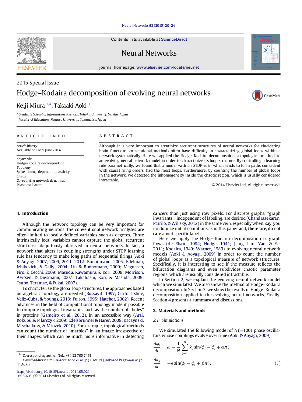 Hodge–Kodaira decomposition of evolving neural networks