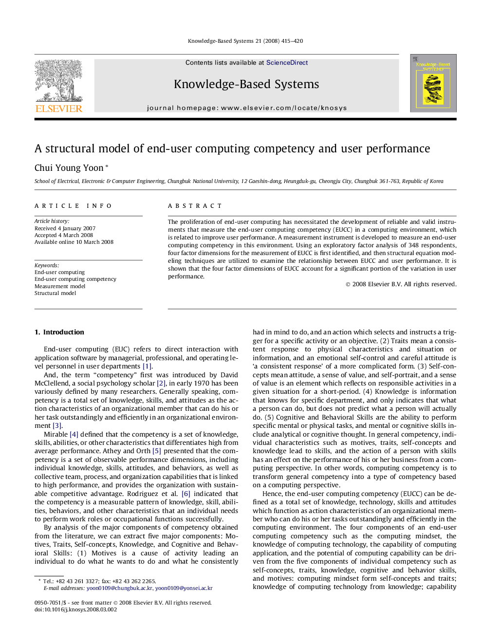 A structural model of end-user computing competency and user performance