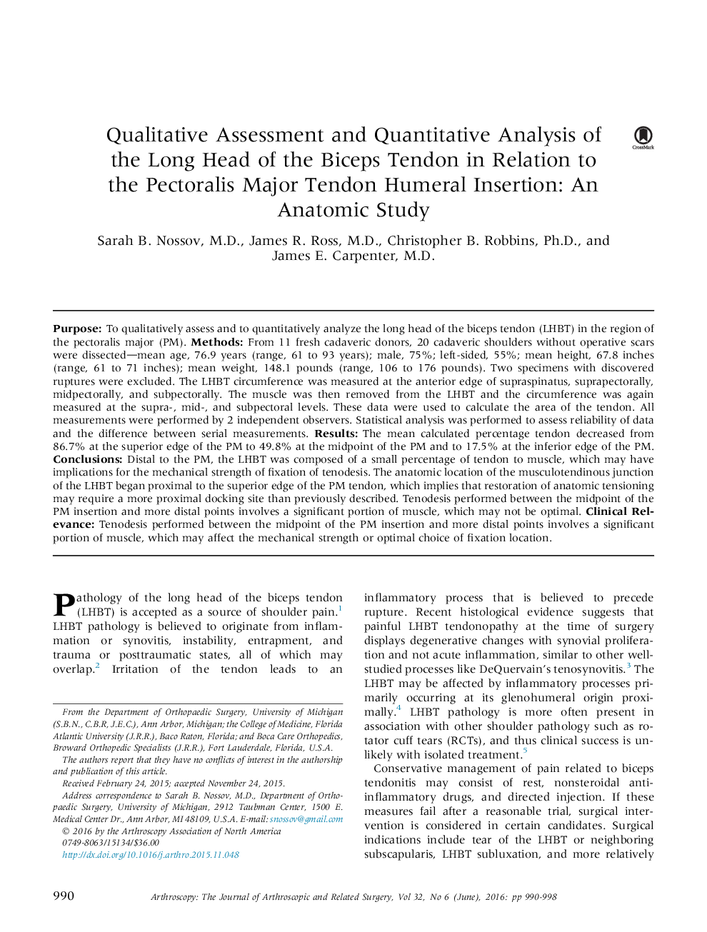 ارزیابی کیفی و تجزیه و تحلیل کمی طول بلند بالش باسپس در ارتباط با تزریق بطن چرک گردویی: یک مطالعه تشریحی 