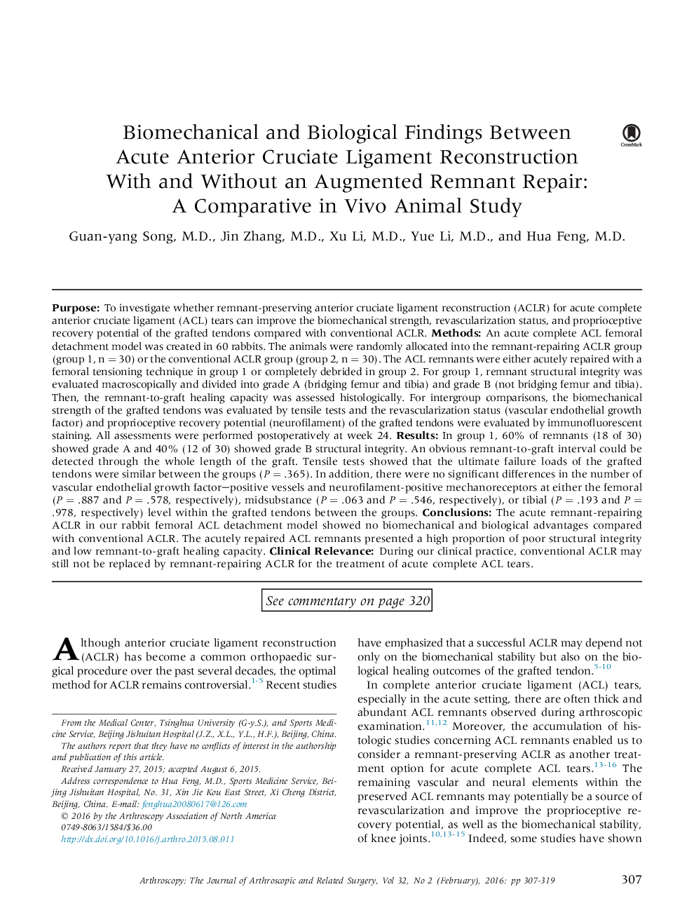 Biomechanical and Biological Findings Between Acute Anterior Cruciate Ligament Reconstruction With and Without an Augmented Remnant Repair: A Comparative in Vivo Animal Study 