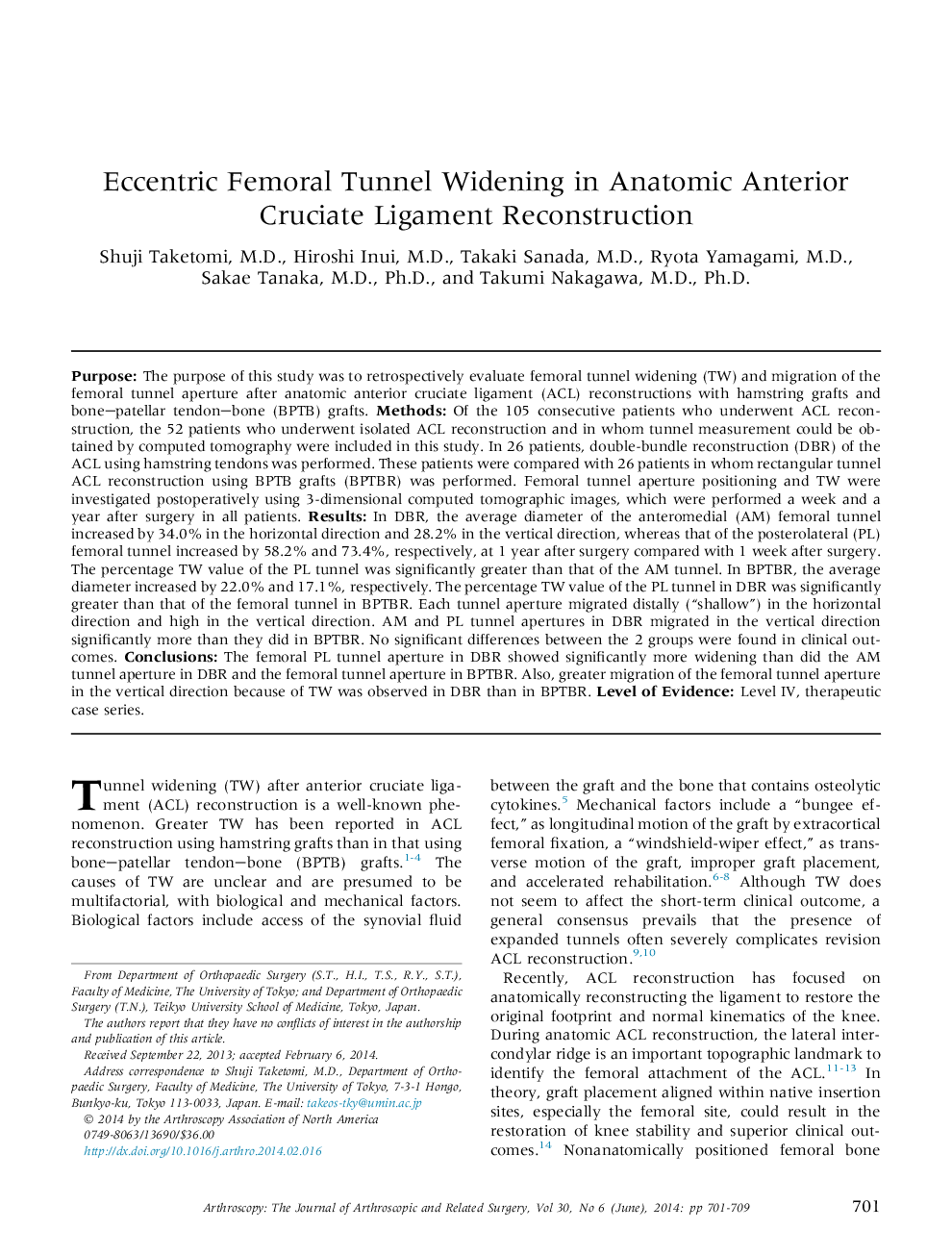 Eccentric Femoral Tunnel Widening in Anatomic Anterior Cruciate Ligament Reconstruction 