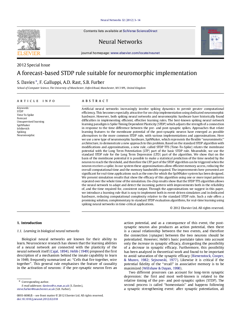 A forecast-based STDP rule suitable for neuromorphic implementation