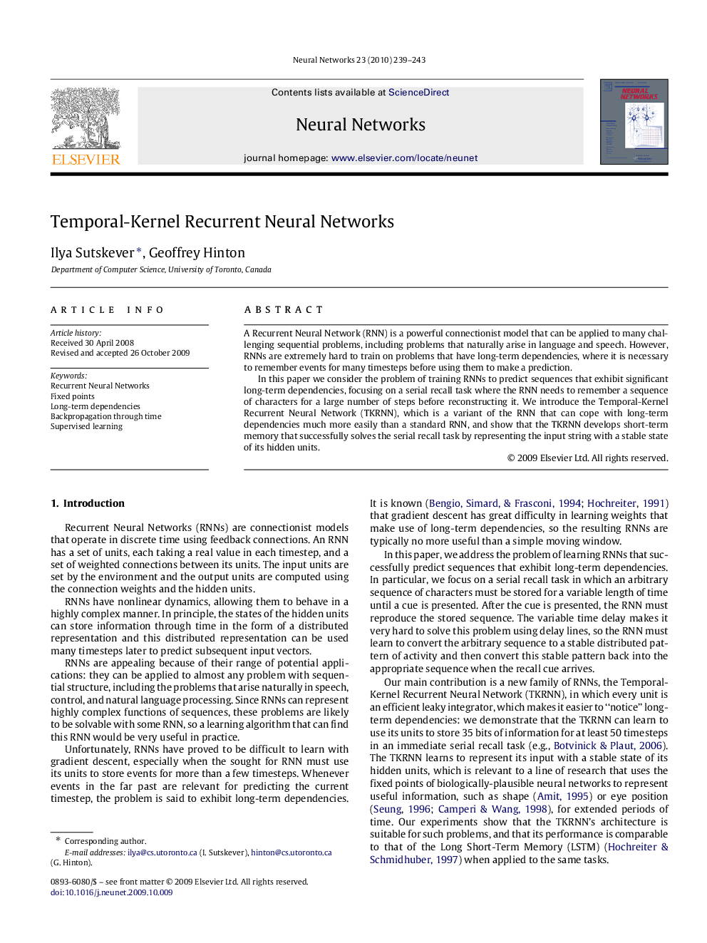 Temporal-Kernel Recurrent Neural Networks