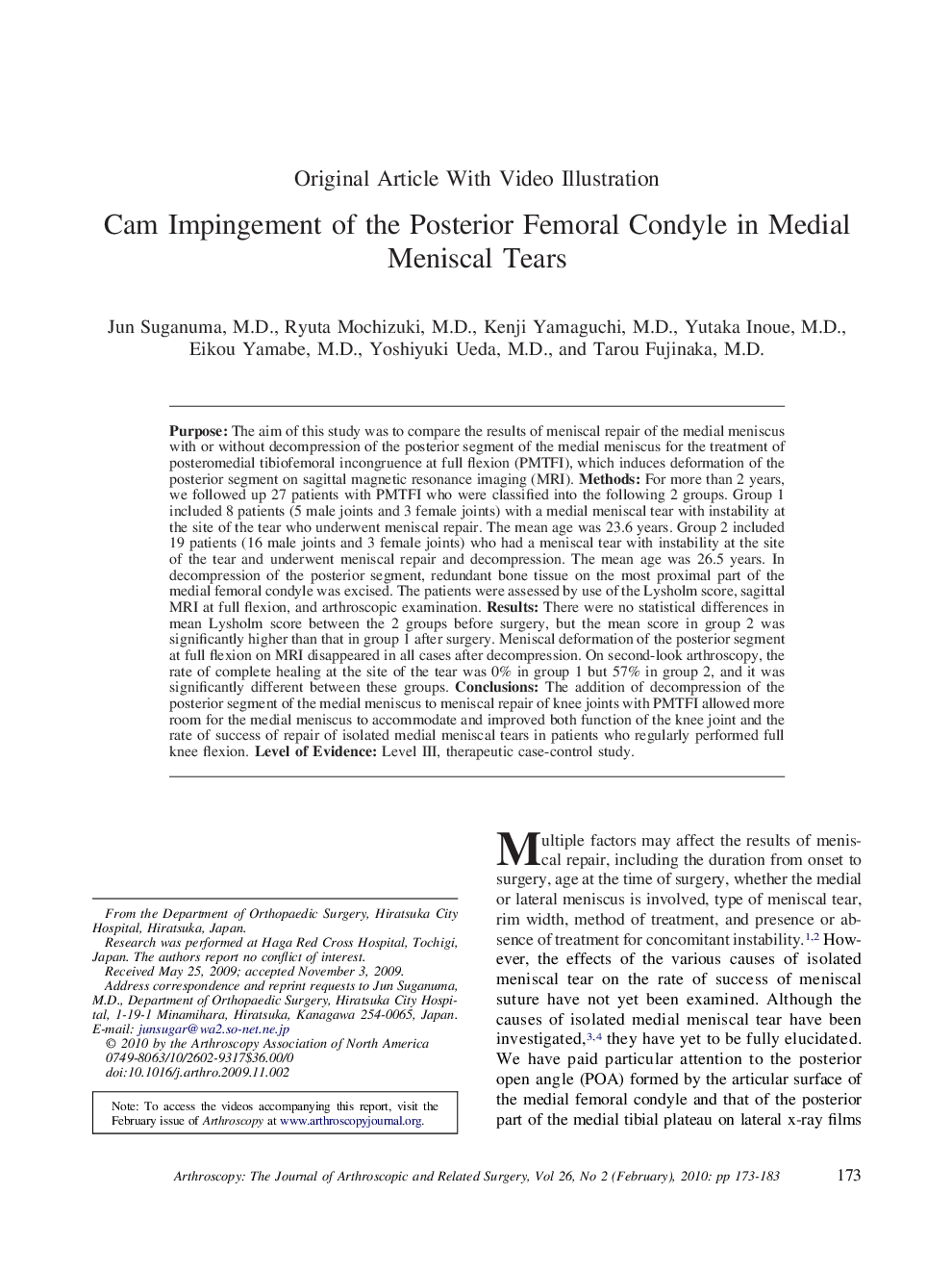 Cam Impingement of the Posterior Femoral Condyle in Medial Meniscal Tears 