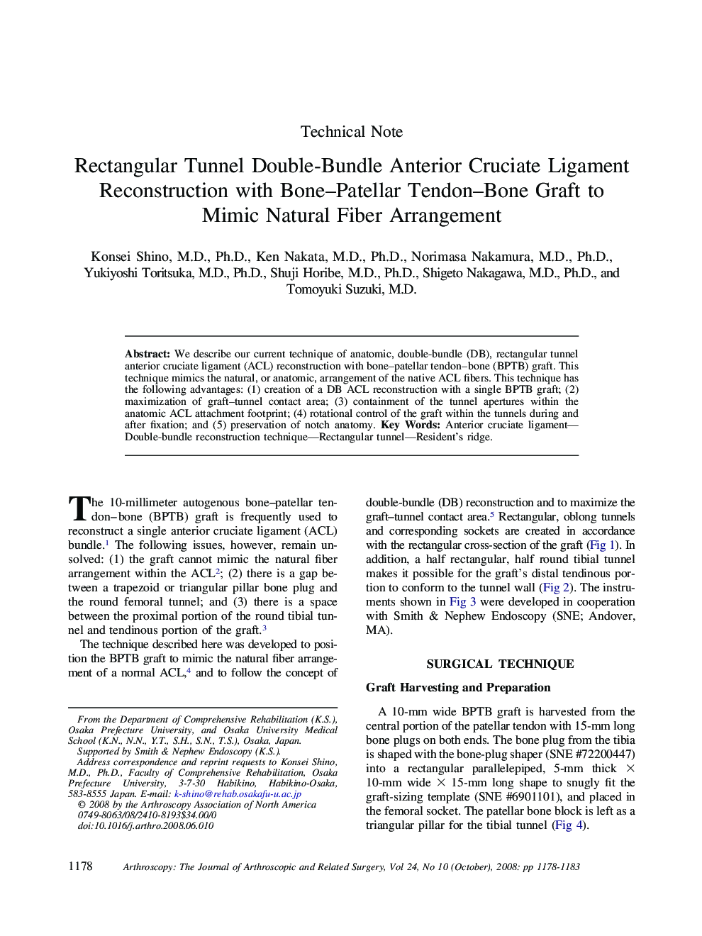 Rectangular Tunnel Double-Bundle Anterior Cruciate Ligament Reconstruction with Bone–Patellar Tendon–Bone Graft to Mimic Natural Fiber Arrangement 