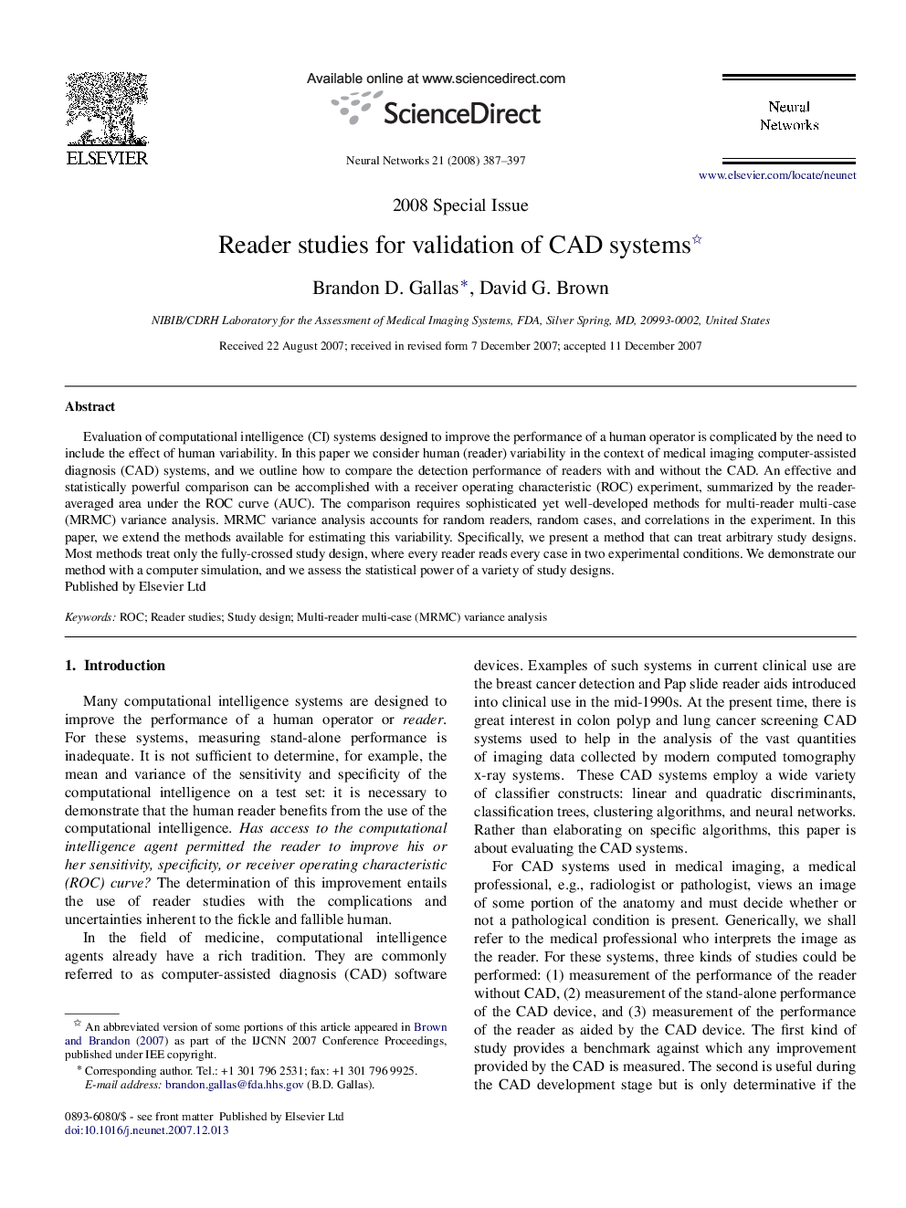 Reader studies for validation of CAD systems 