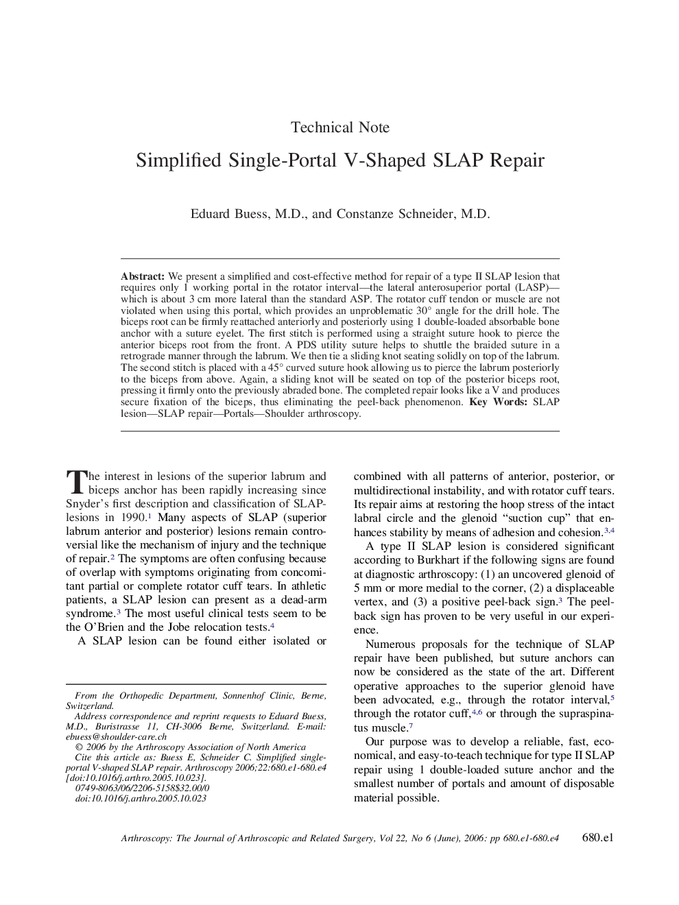 Simplified Single-Portal V-Shaped SLAP Repair