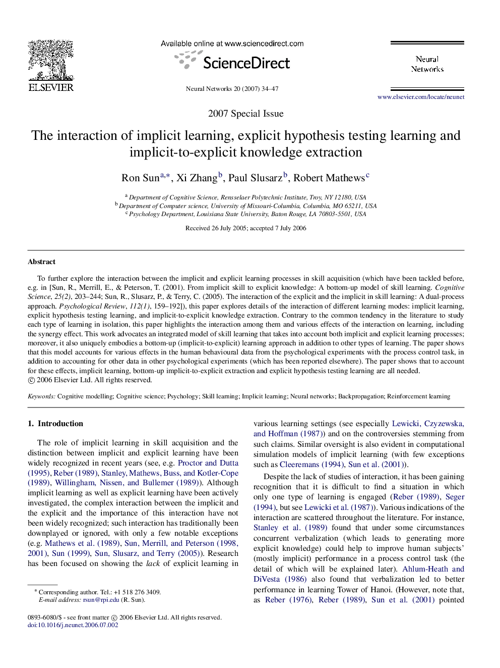 The interaction of implicit learning, explicit hypothesis testing learning and implicit-to-explicit knowledge extraction