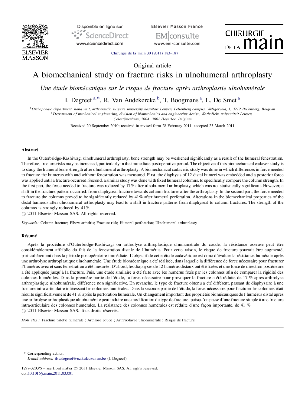 A biomechanical study on fracture risks in ulnohumeral arthroplasty