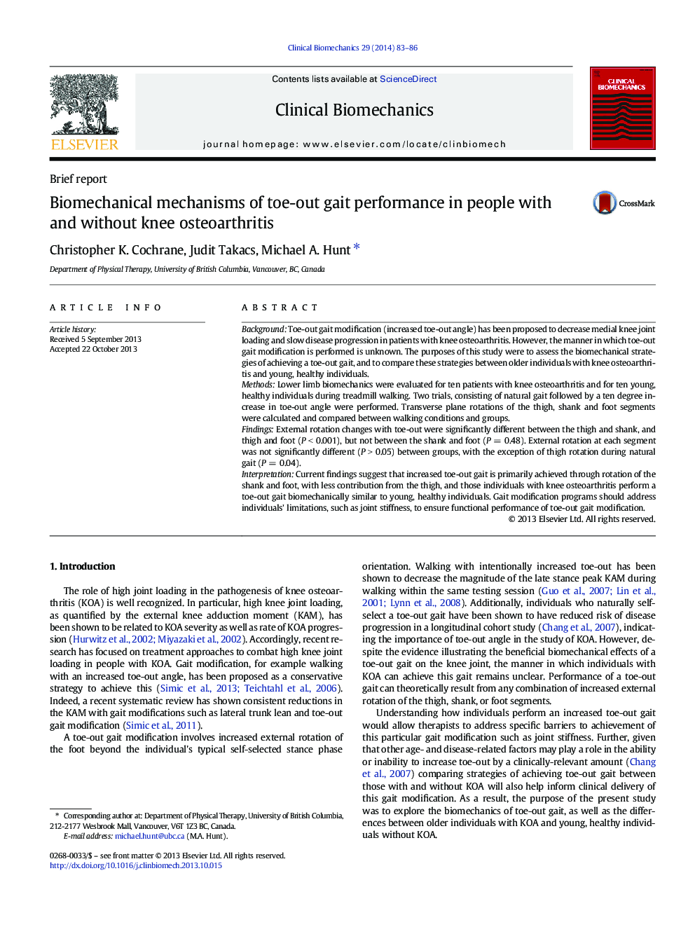 Biomechanical mechanisms of toe-out gait performance in people with and without knee osteoarthritis