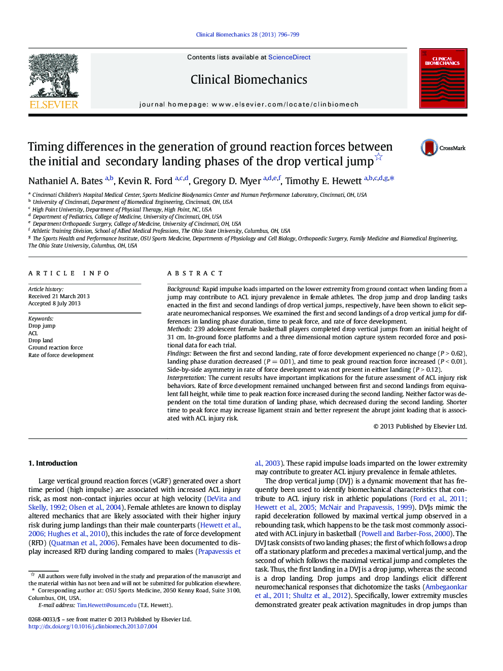 Timing differences in the generation of ground reaction forces between the initial and secondary landing phases of the drop vertical jump 