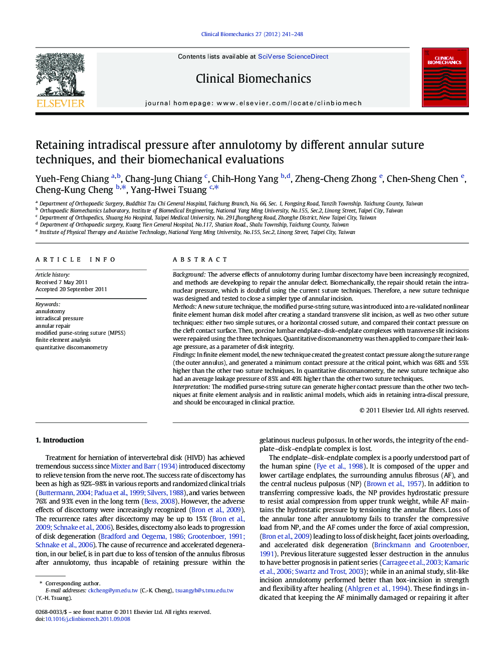 Retaining intradiscal pressure after annulotomy by different annular suture techniques, and their biomechanical evaluations