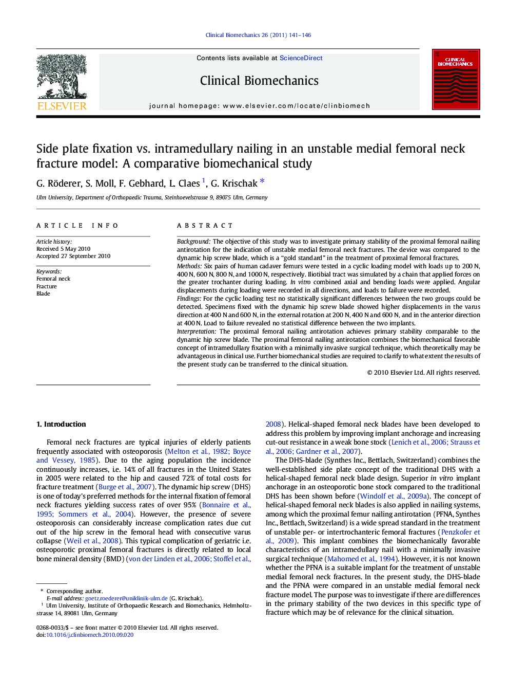 Side plate fixation vs. intramedullary nailing in an unstable medial femoral neck fracture model: A comparative biomechanical study