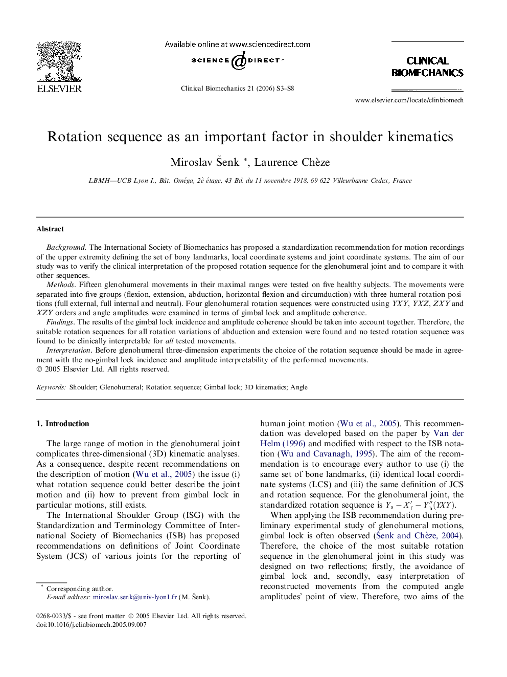 Rotation sequence as an important factor in shoulder kinematics