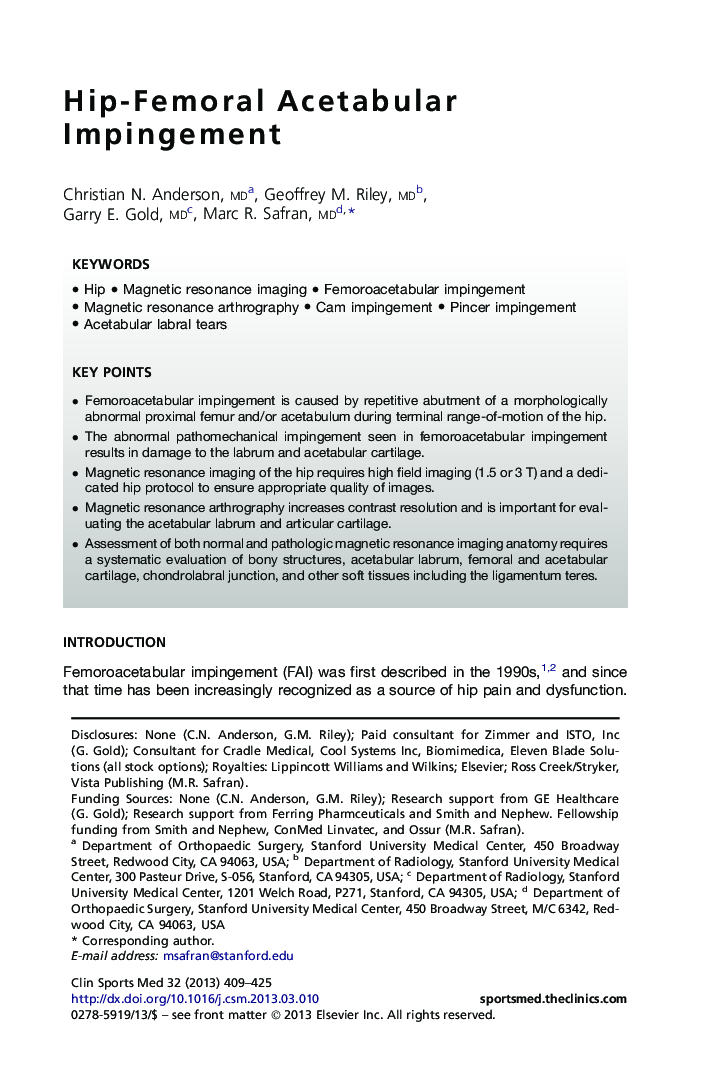 Hip-Femoral Acetabular Impingement