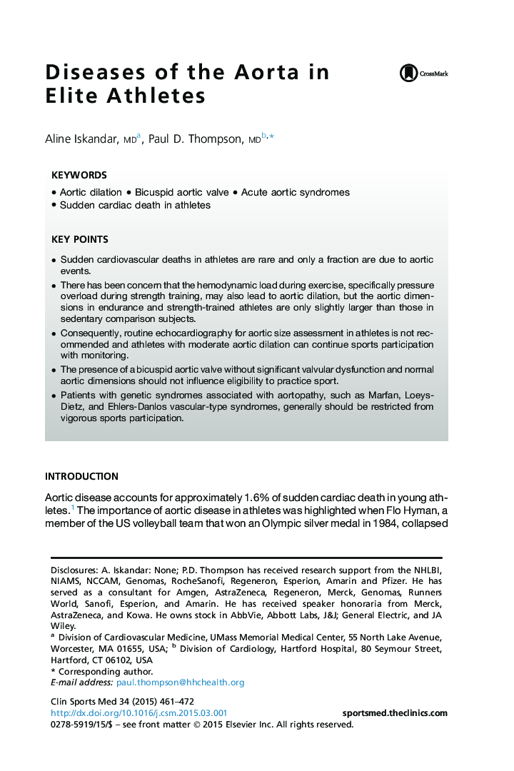 Diseases of the Aorta in Elite Athletes