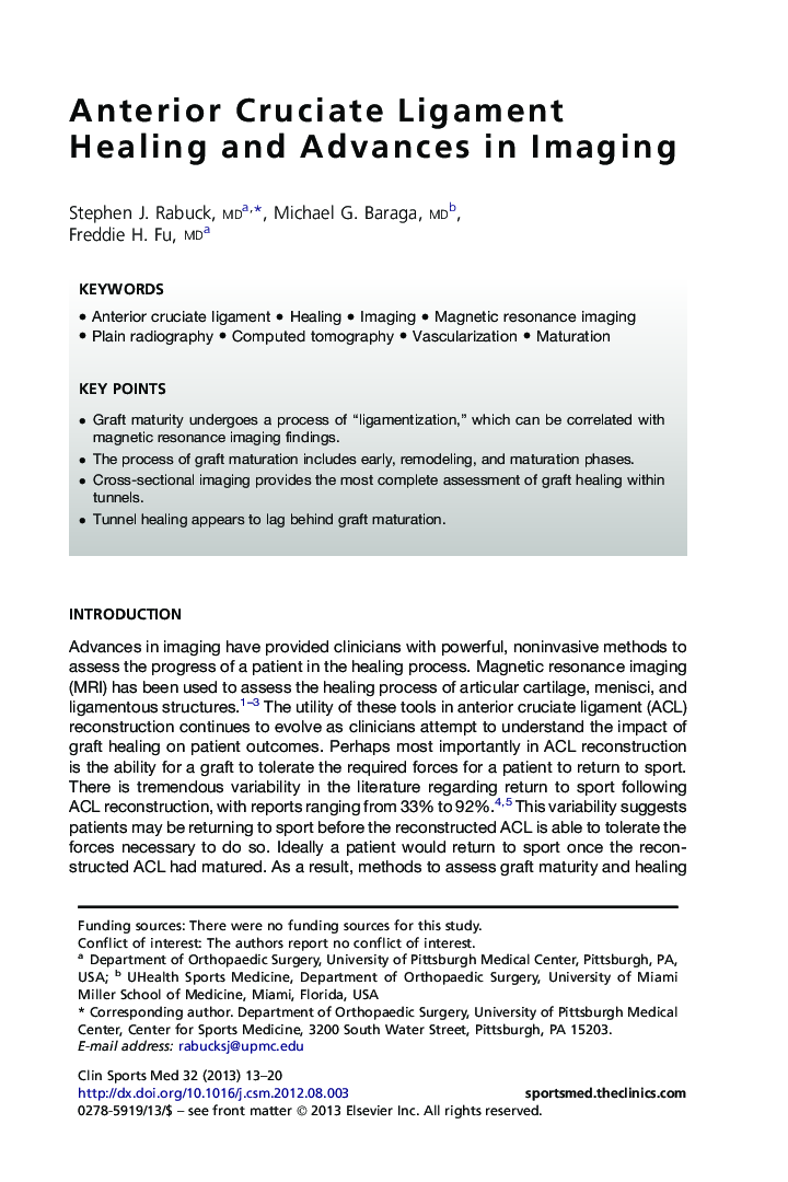 Anterior Cruciate Ligament Healing and Advances in Imaging