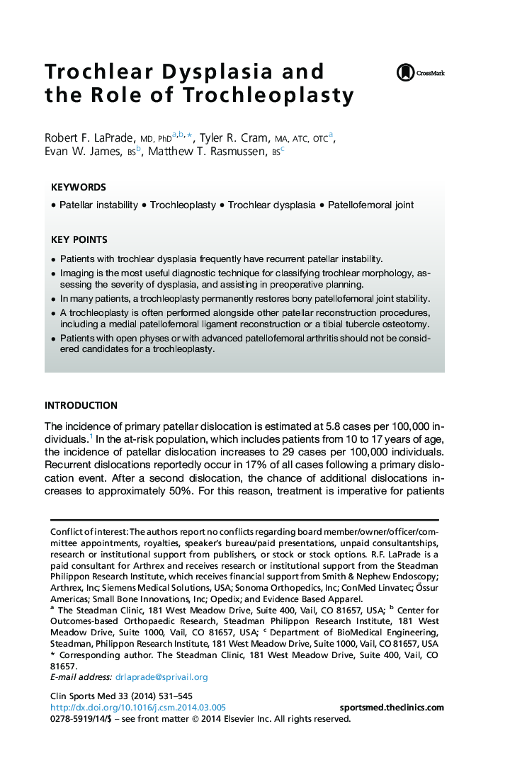 Trochlear Dysplasia and the Role of Trochleoplasty