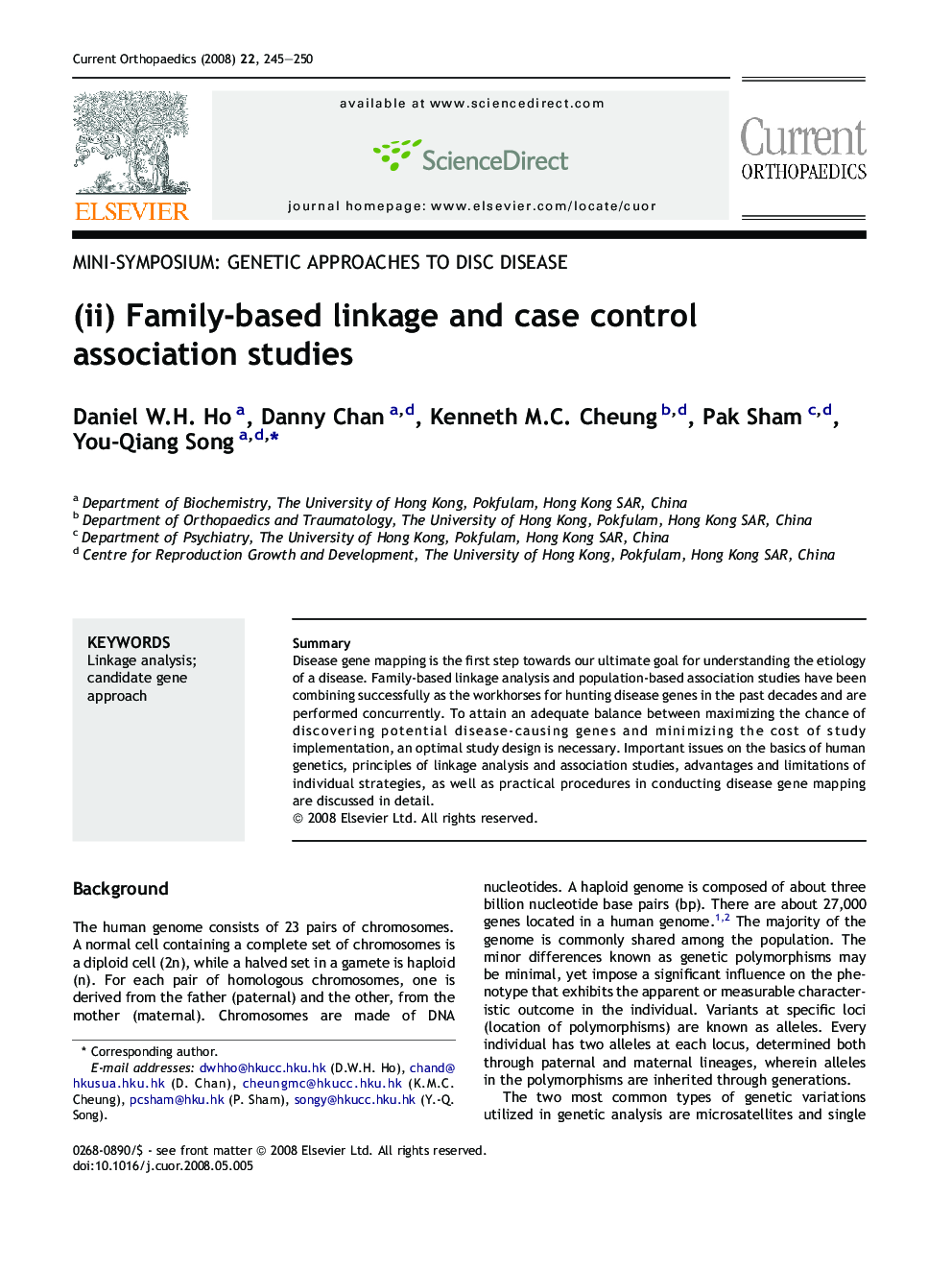 (ii) Family-based linkage and case control association studies