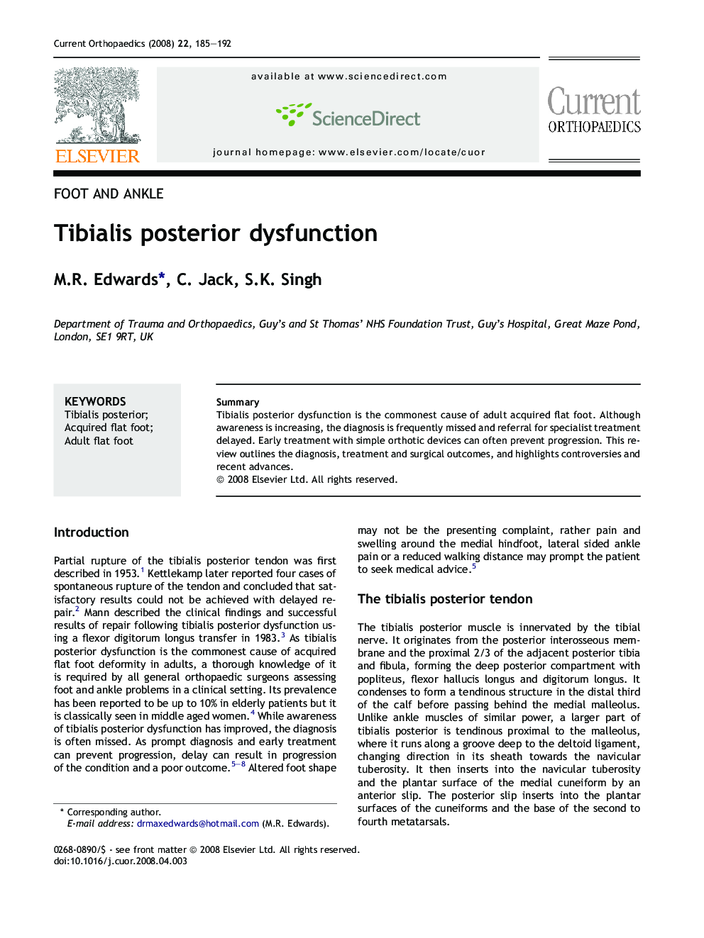 Tibialis posterior dysfunction