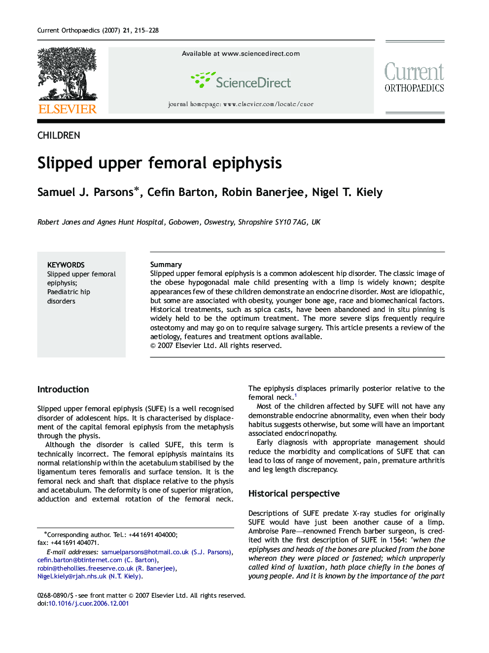 Slipped upper femoral epiphysis