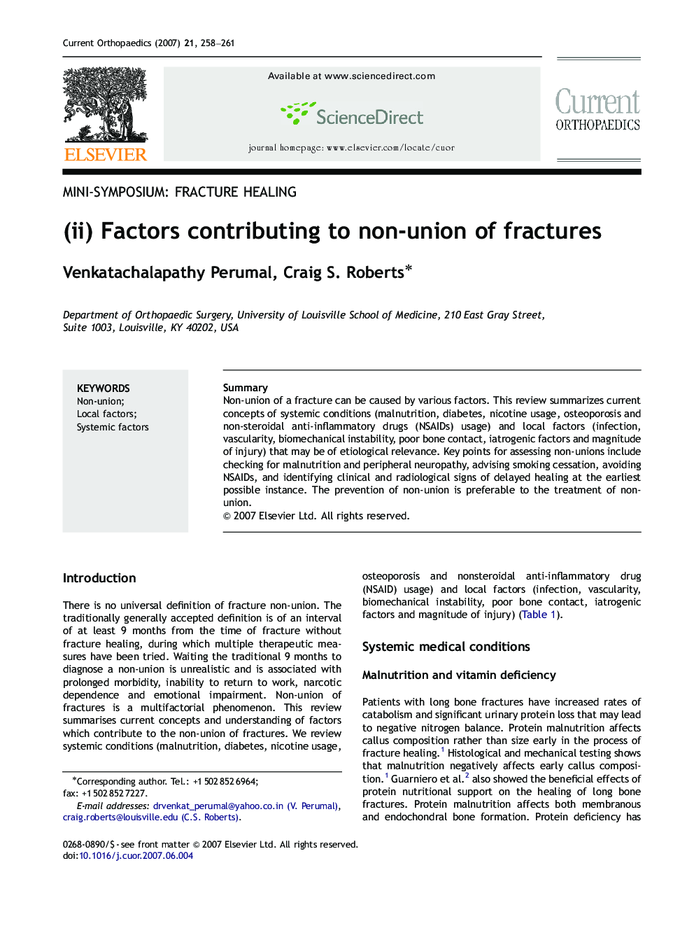 (ii) Factors contributing to non-union of fractures