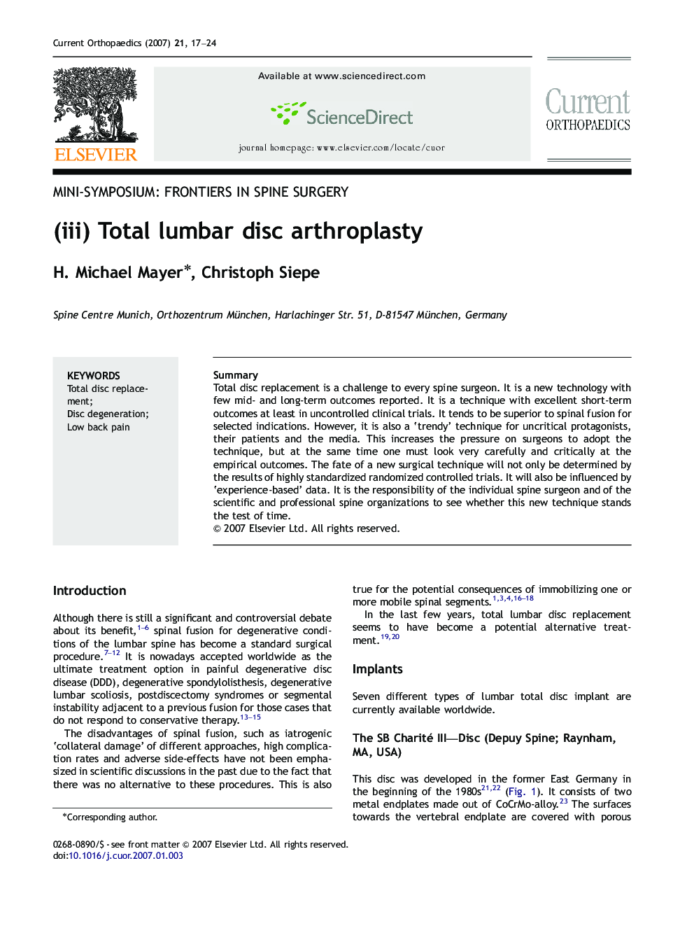 (iii) Total lumbar disc arthroplasty