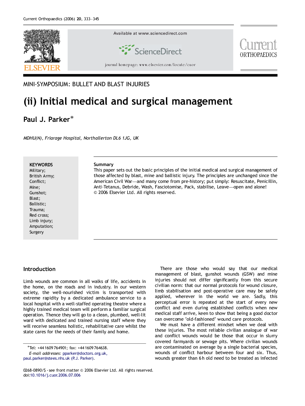 (ii) Initial medical and surgical management