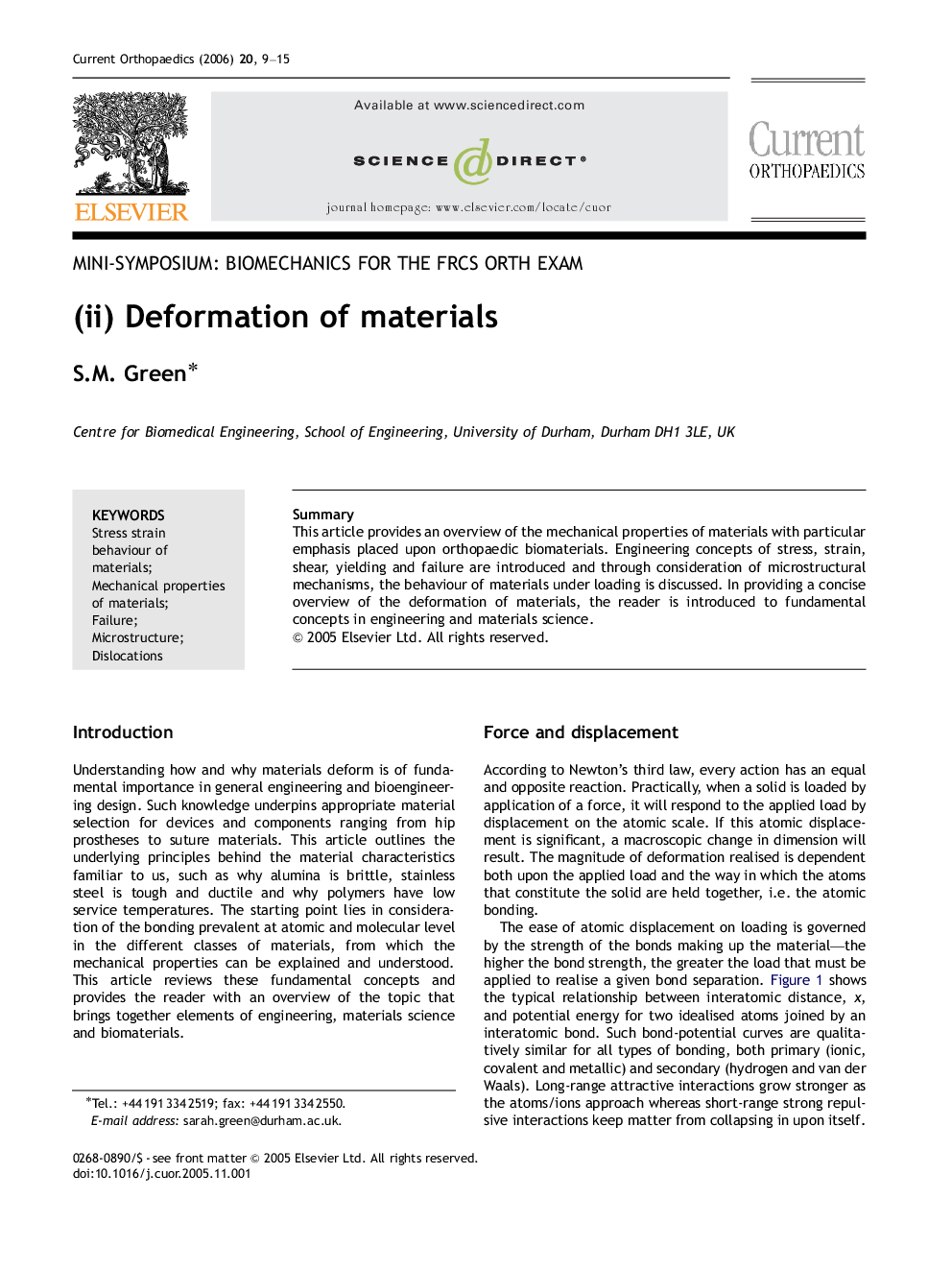 (ii) Deformation of materials